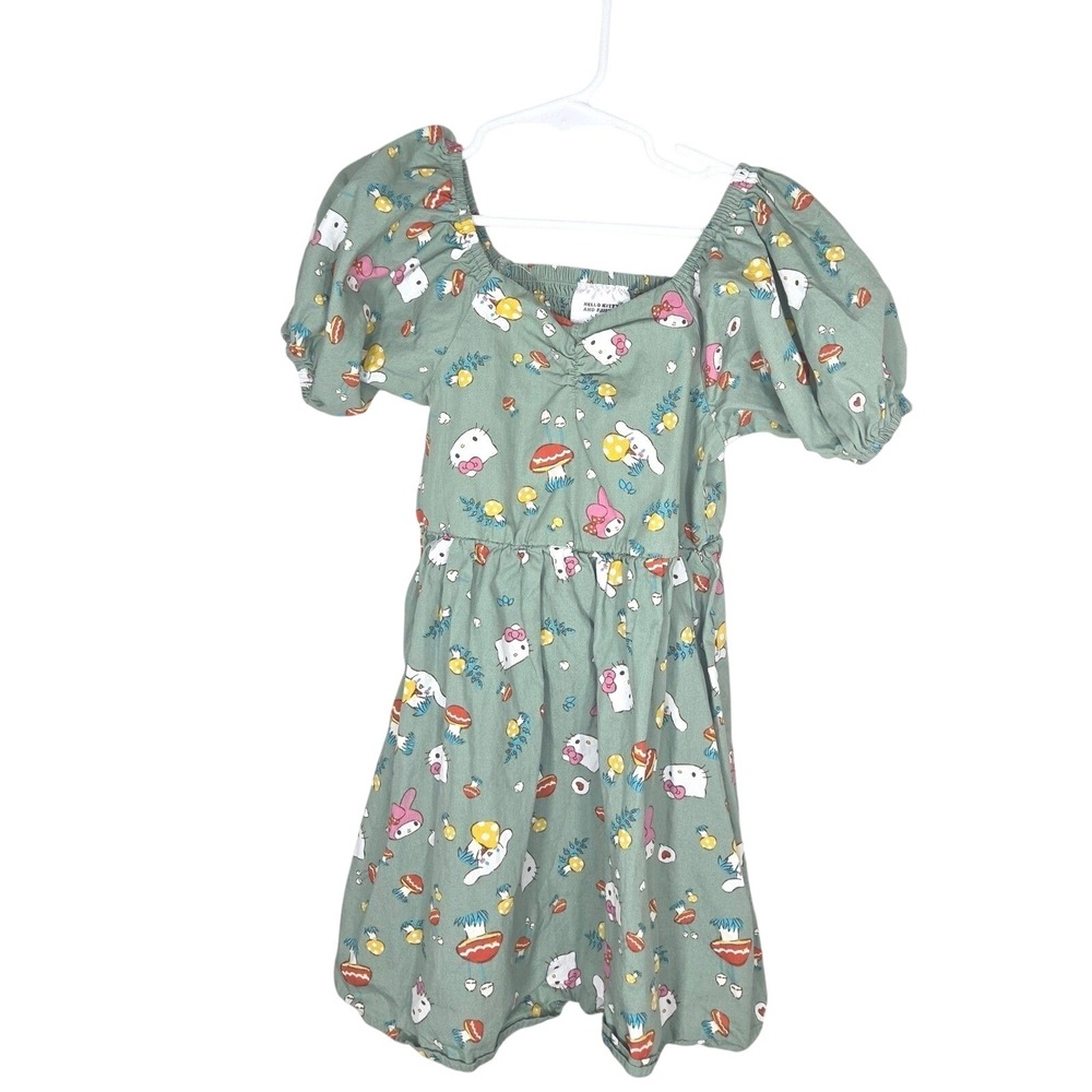 Hello Kitty Mushroom Dress XS Sanrio Kawaii Puff Sleeve Cottagecore Mini
